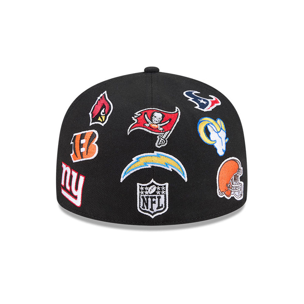 NFL New Era ALL OVER LOGO Exclusive 59Fifty Fitted Hat - Black/Team Color