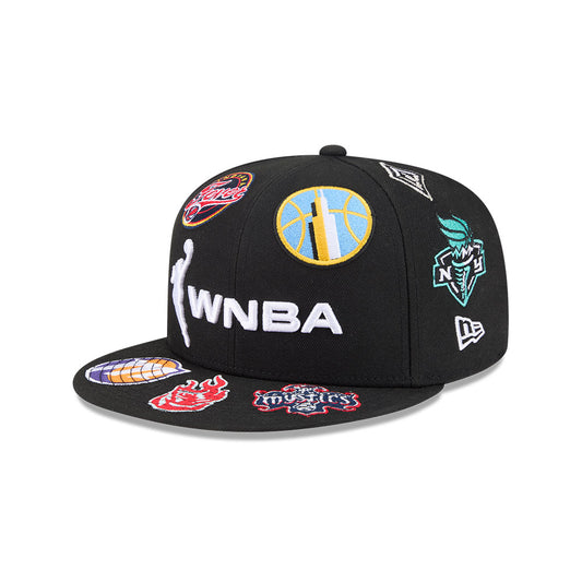 WNBA New Era ALL OVER LOGO Exclusive 59Fifty Fitted Hat - Black/Team Color
