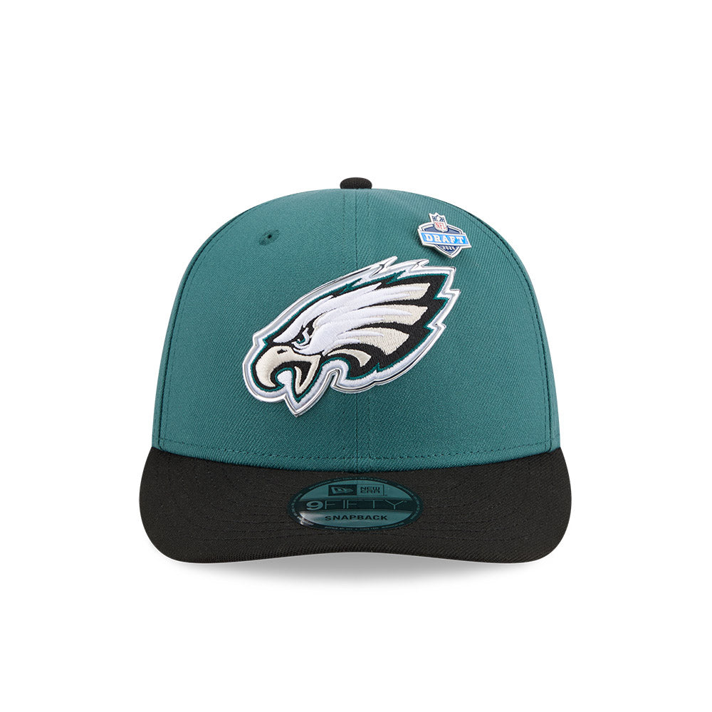 Philadelphia Eagles New Era 2026 NFL Draft On Stage Pre-Curved 9FIFTY Snapback Hat - Midnight Green/Black