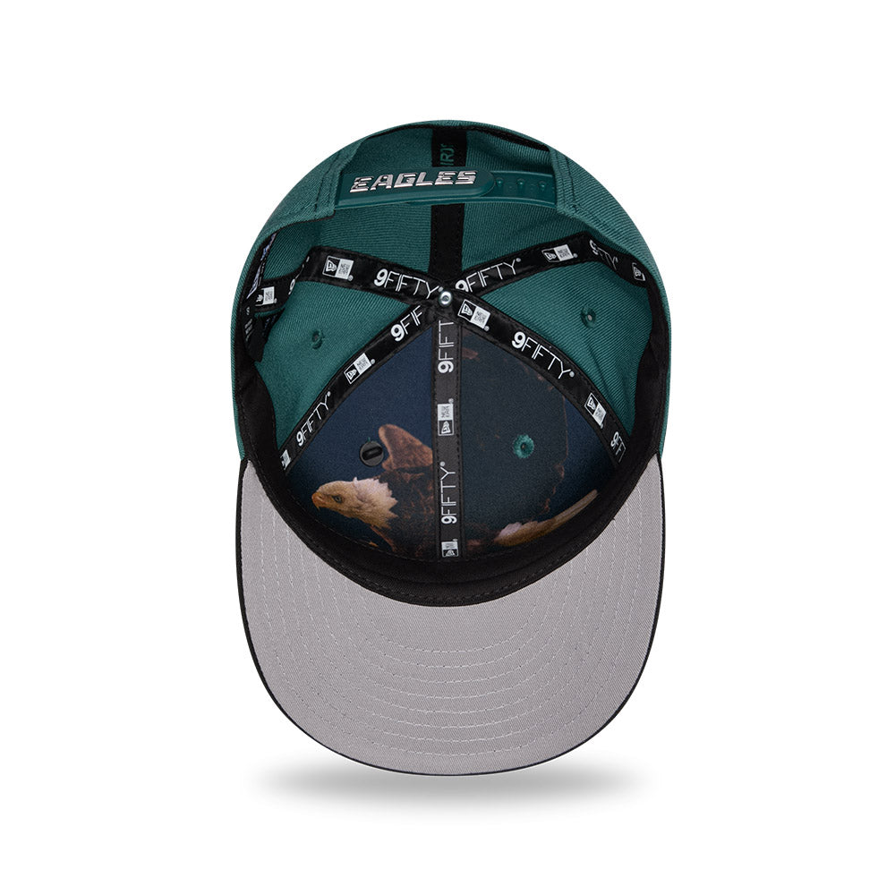 Philadelphia Eagles New Era 2026 NFL Draft On Stage Pre-Curved 9FIFTY Snapback Hat - Midnight Green/Black