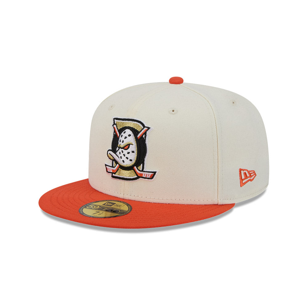 Anaheim Ducks "DECEPTOR" Exclusive New Era 59Fifty Fitted Hat - Chrome/Orange
