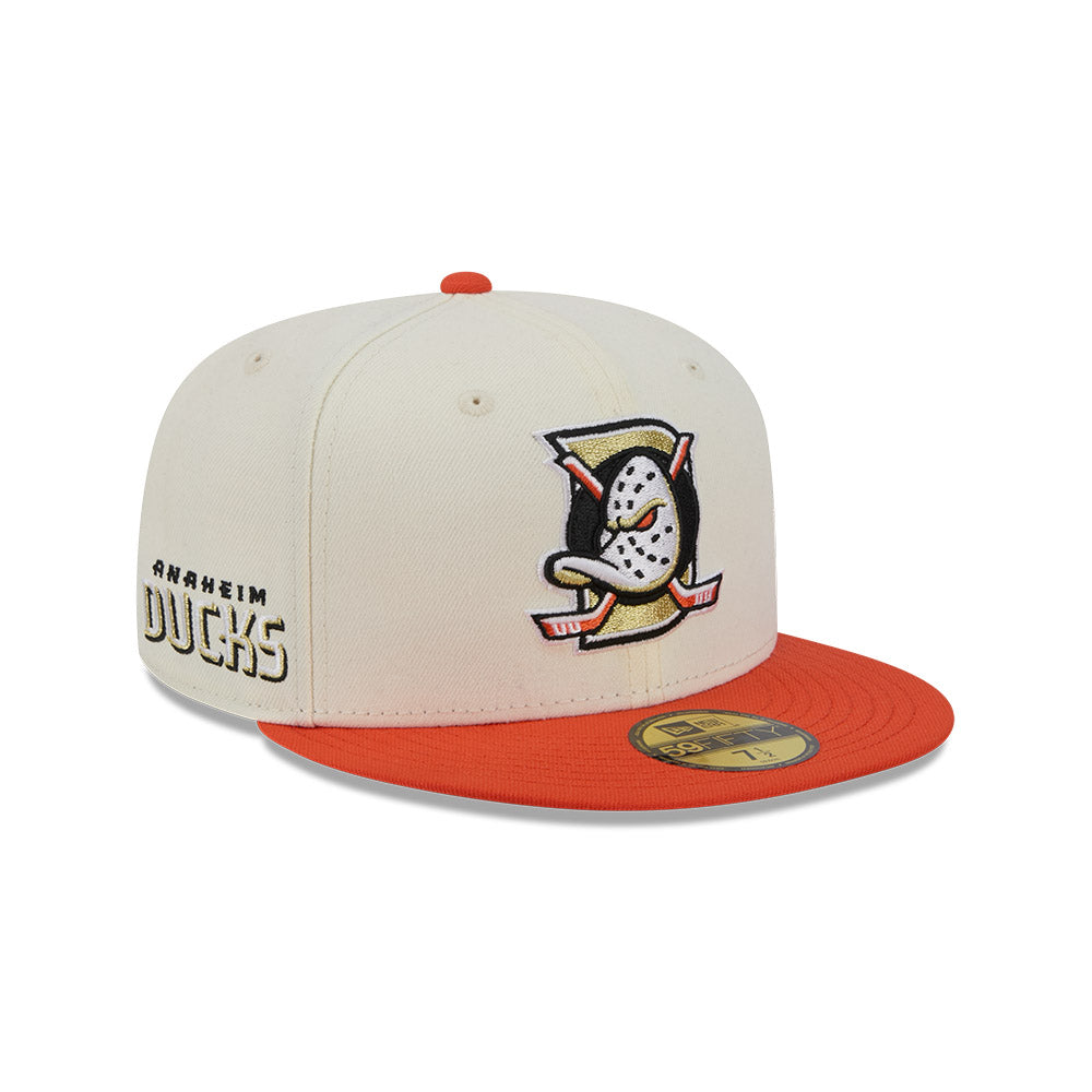 Anaheim Ducks "DECEPTOR" Exclusive New Era 59Fifty Fitted Hat - Chrome/Orange