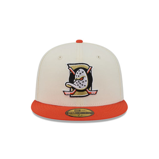 Anaheim Ducks "DECEPTOR" Exclusive New Era 59Fifty Fitted Hat - Chrome/Orange