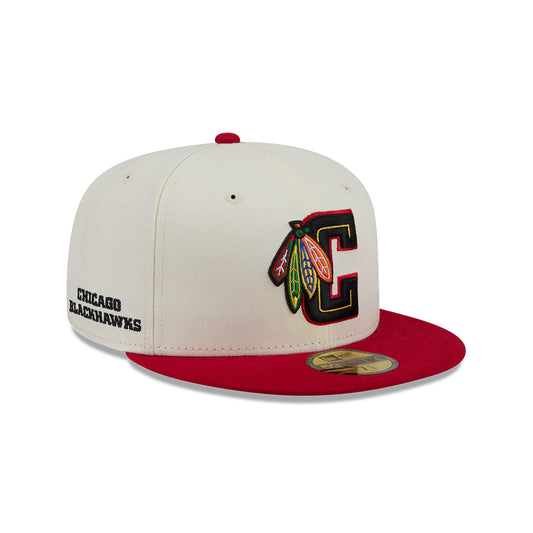 Chicago Blackhawks "DECEPTOR" Exclusive New Era 59Fifty Fitted Hat - Chrome/Red