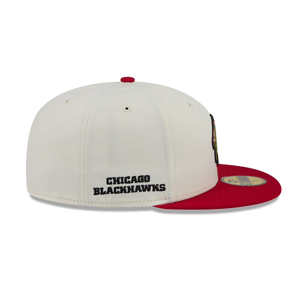 Chicago Blackhawks "DECEPTOR" Exclusive New Era 59Fifty Fitted Hat - Chrome/Red