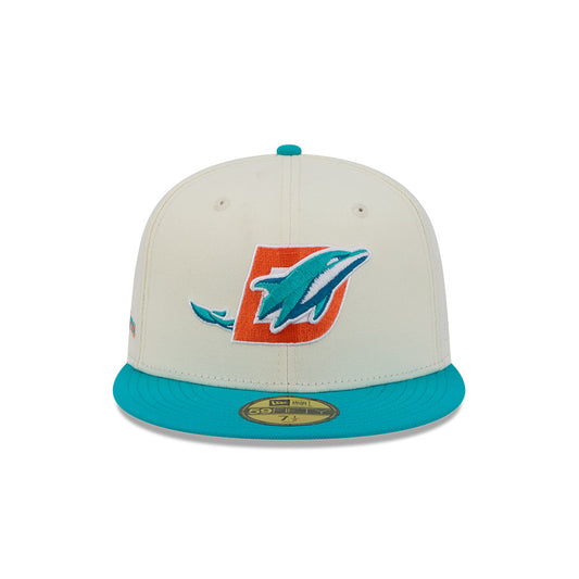 Miami Dolphins "DECEPTOR" Exclusive New Era 59Fifty Fitted Hat - Chrome/Aqua