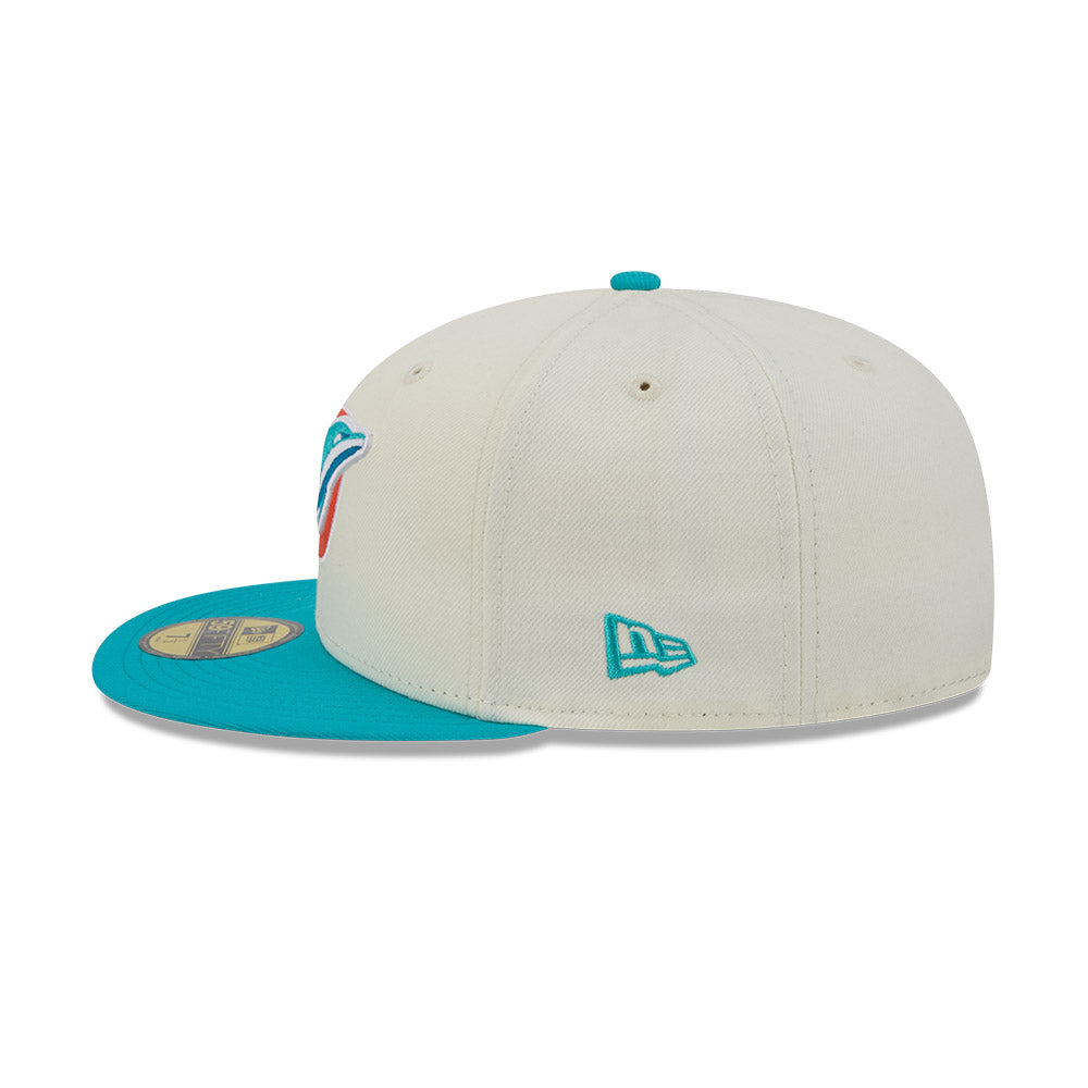 Miami Dolphins "DECEPTOR" Exclusive New Era 59Fifty Fitted Hat - Chrome/Aqua