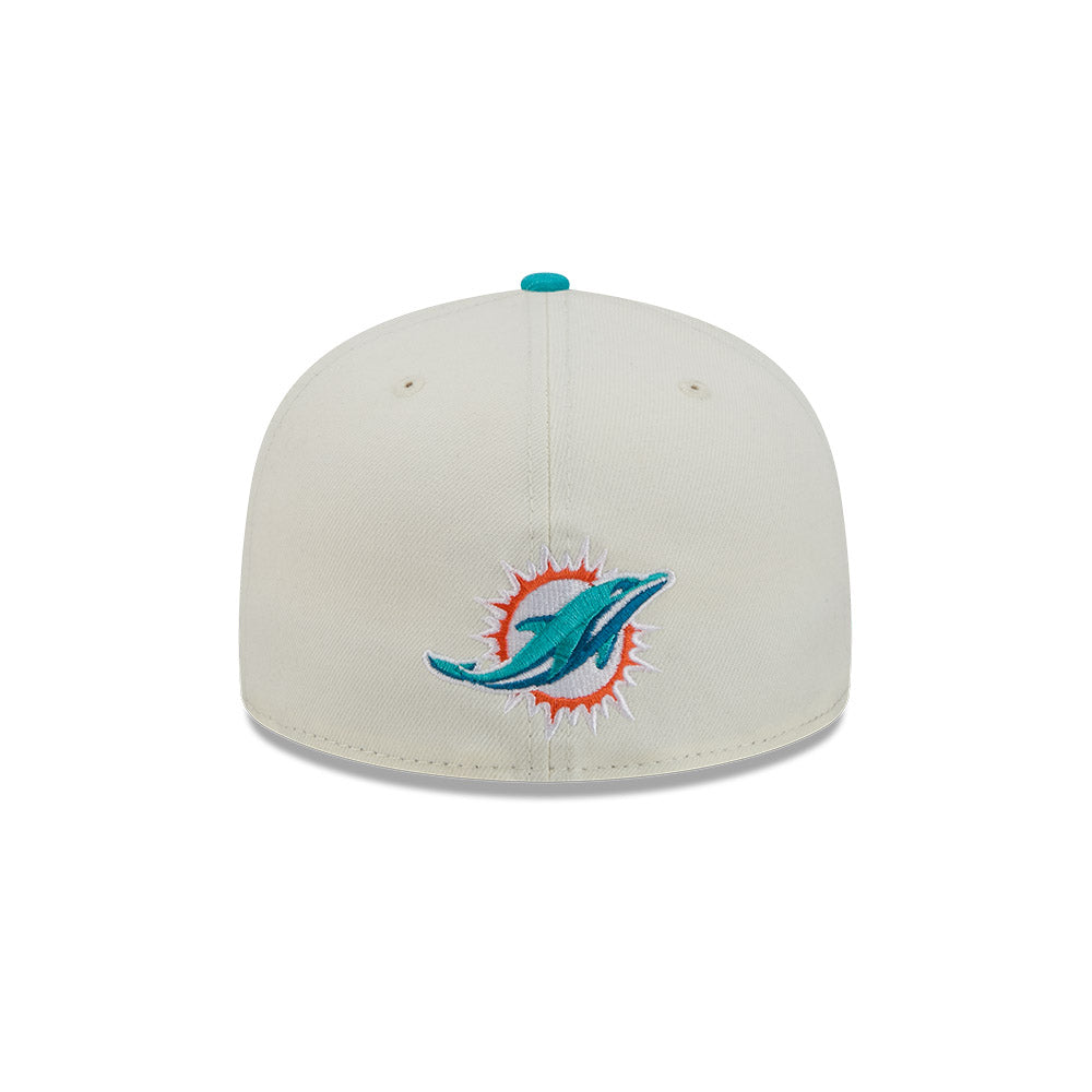 Miami Dolphins "DECEPTOR" Exclusive New Era 59Fifty Fitted Hat - Chrome/Aqua