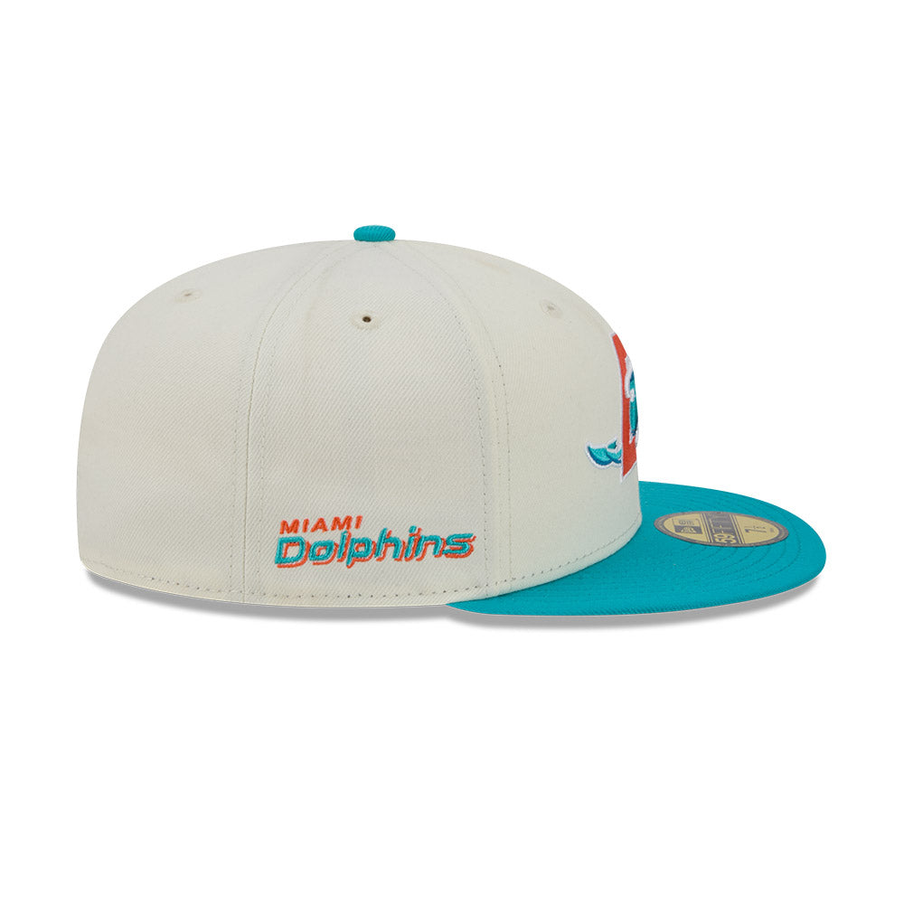 Miami Dolphins "DECEPTOR" Exclusive New Era 59Fifty Fitted Hat - Chrome/Aqua