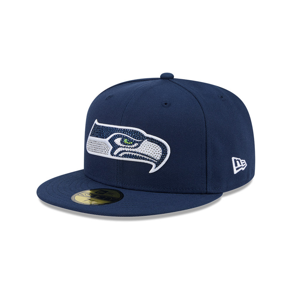 Seattle Seahawks "RHINESTONE" Exclusive New Era 59Fifty Fitted Hat - Navy