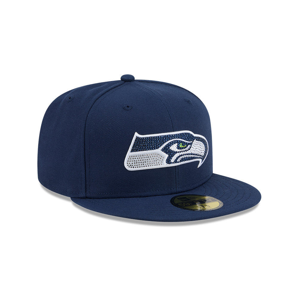 Seattle Seahawks "RHINESTONE" Exclusive New Era 59Fifty Fitted Hat - Navy