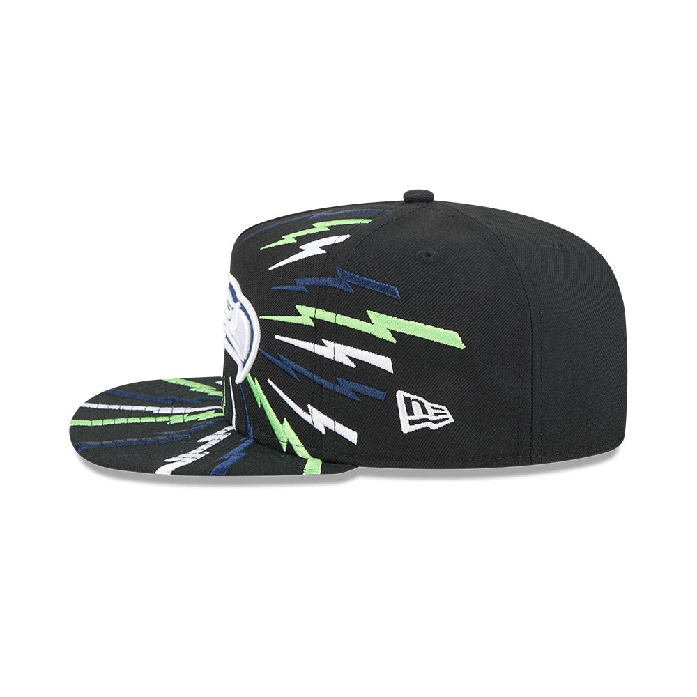 Seattle Seahawks New Era "THE BOLT" 9Fifty A-Frame Snapback NFL Hat - Black