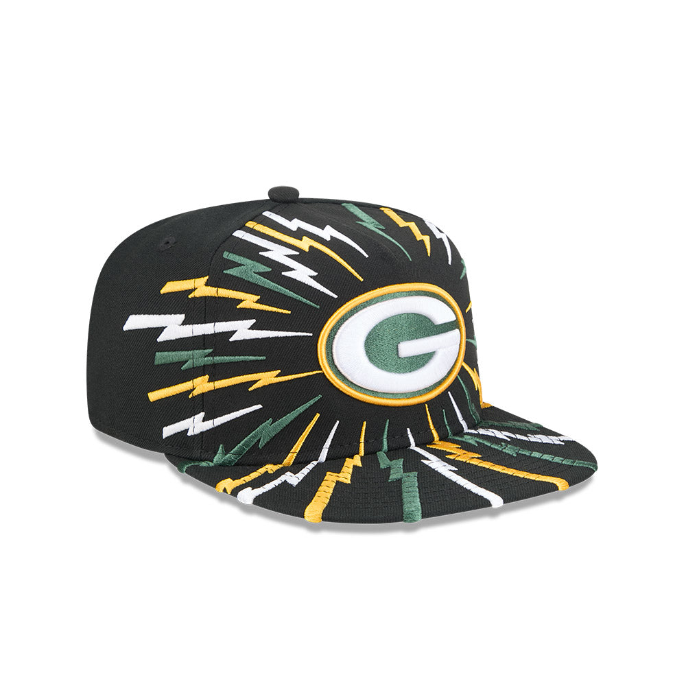 Green Bay Packers New Era "THE BOLT" 9Fifty A-Frame Snapback NFL Hat - Black