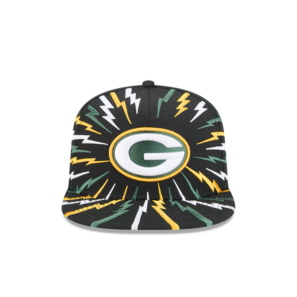 Green Bay Packers New Era "THE BOLT" 9Fifty A-Frame Snapback NFL Hat - Black