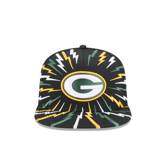 Green Bay Packers New Era "THE BOLT" 9Fifty A-Frame Snapback NFL Hat - Black