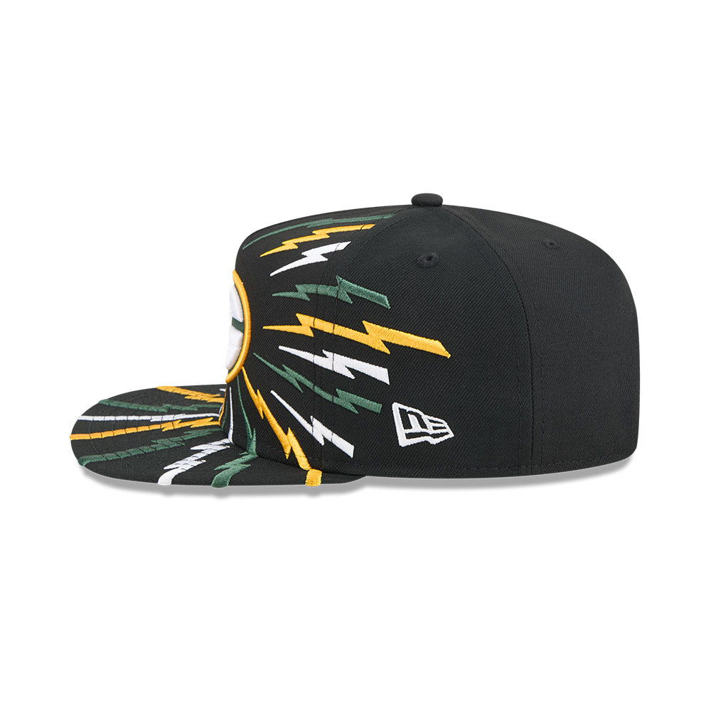 Green Bay Packers New Era "THE BOLT" 9Fifty A-Frame Snapback NFL Hat - Black