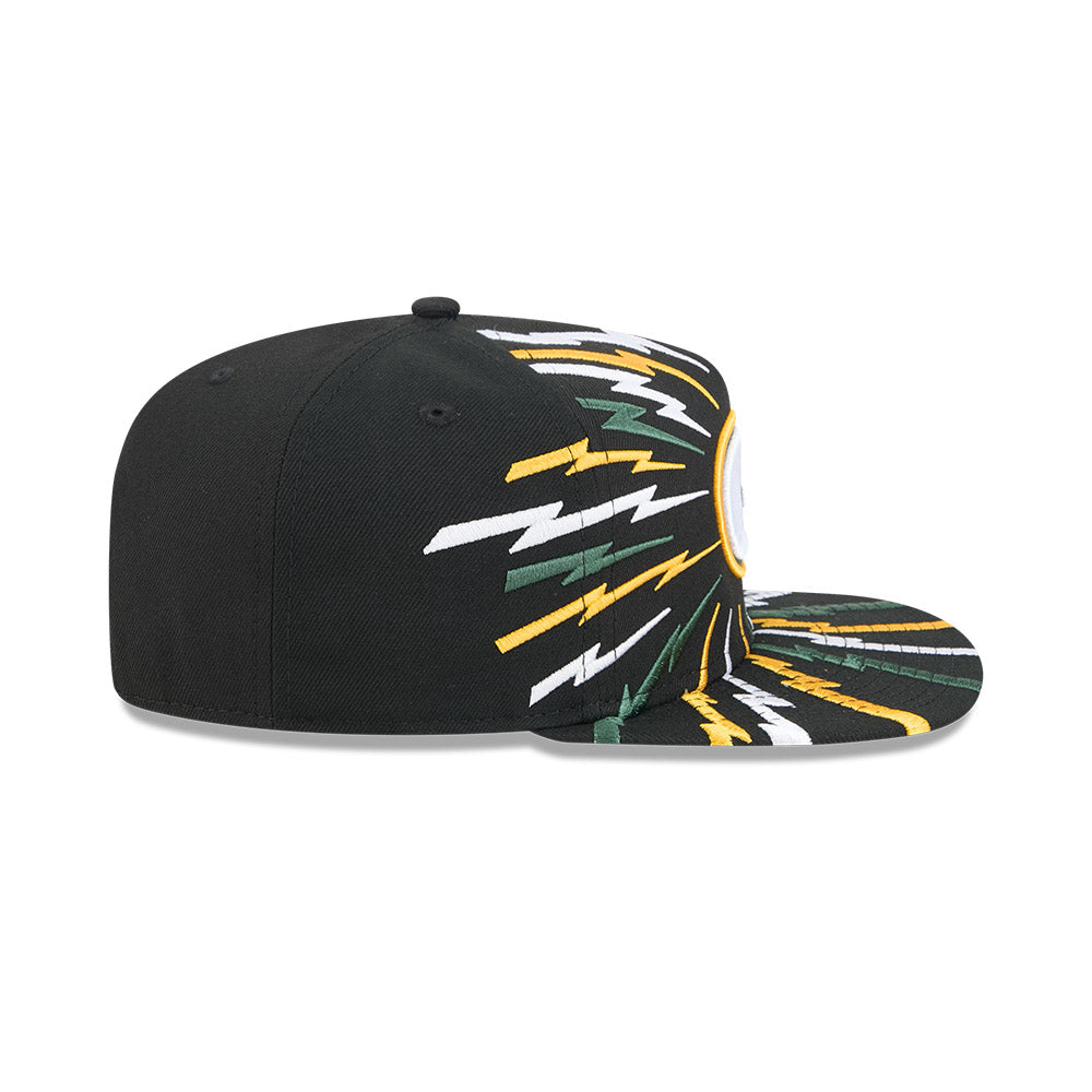 Green Bay Packers New Era "THE BOLT" 9Fifty A-Frame Snapback NFL Hat - Black