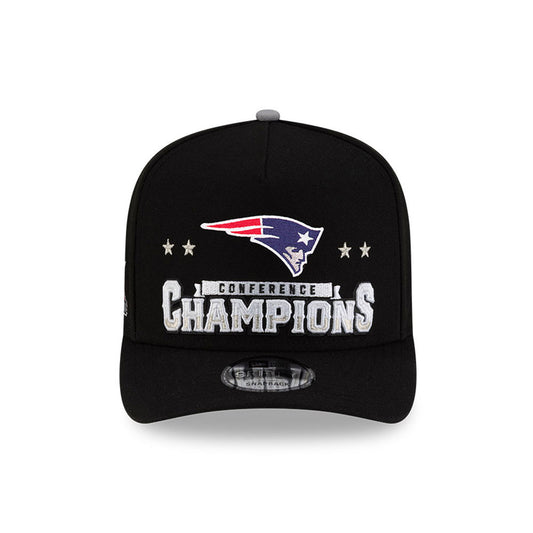 New England Patriots New Era 2025 AFC Champions Locker Room Trophy Collection A-Frame 9FIFTY Snapback Hat - Black
