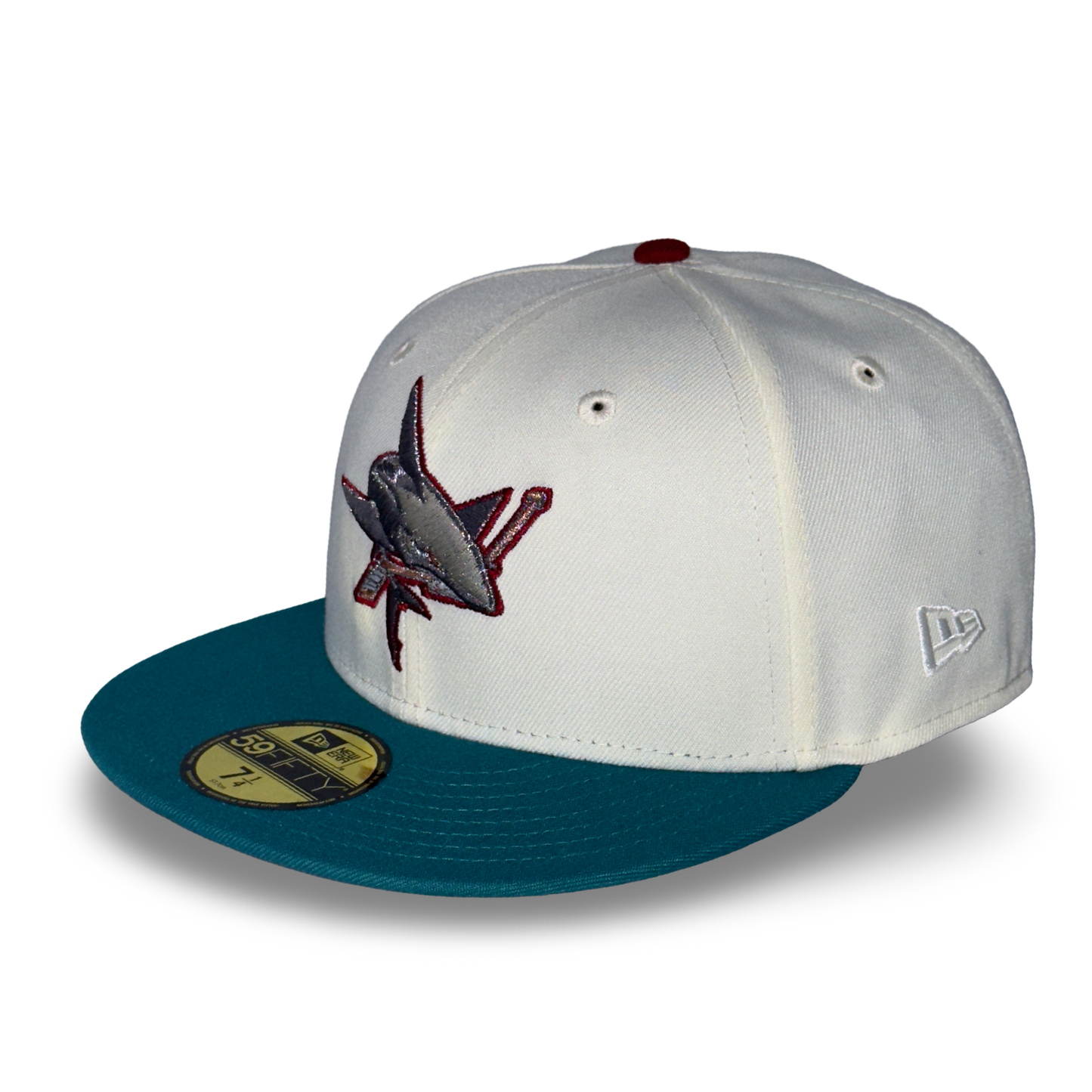 San Jose Sharks "BEWARE" Exclusive New Era 59Fifty Fitted Hat - Chrome/Teal/Icy UV