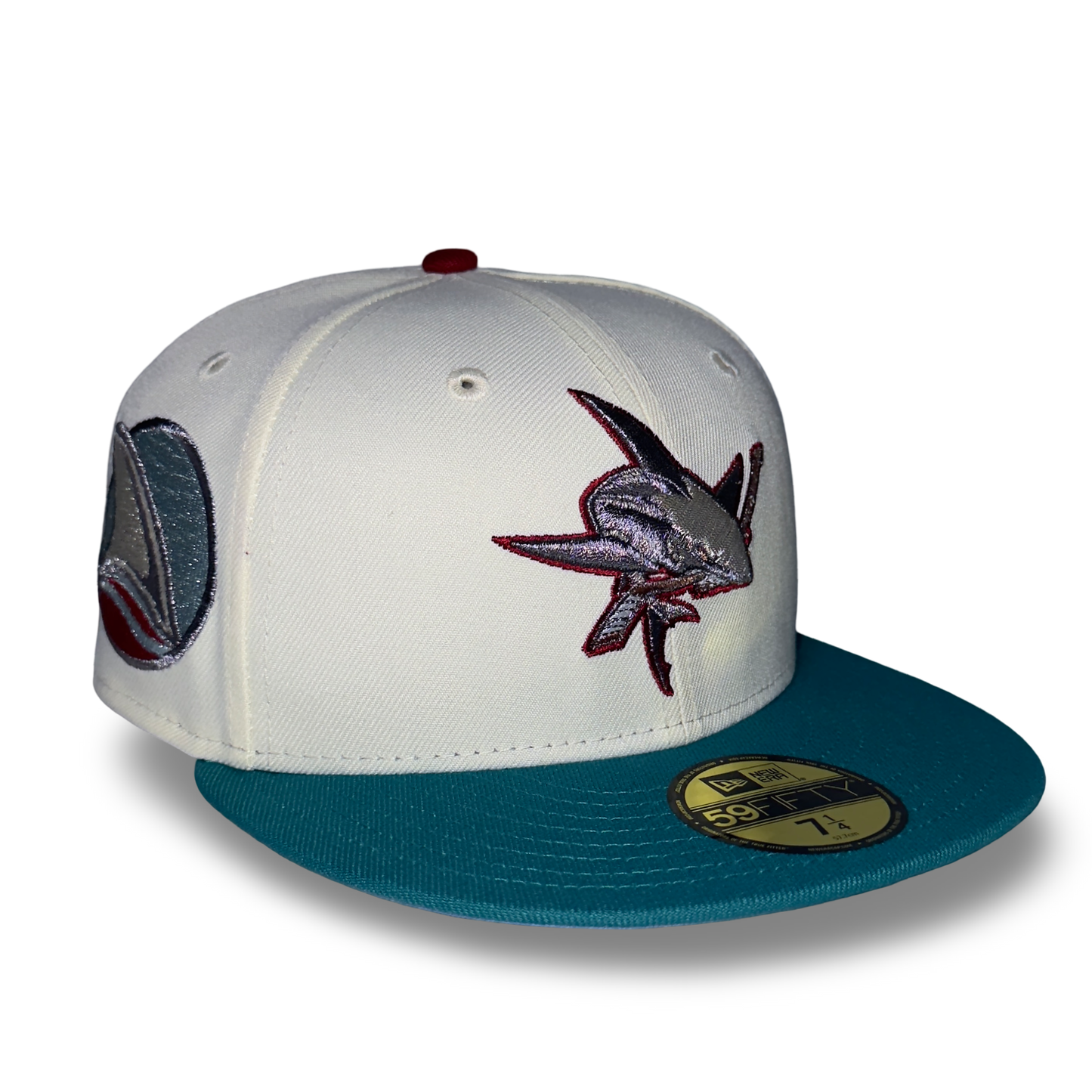 San Jose Sharks "BEWARE" Exclusive New Era 59Fifty Fitted Hat - Chrome/Teal/Icy UV