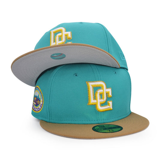 Washington Nationals DC 2008 INAUGURAL SEASON Exclusive New Era 59Fifty Fitted Hat - Teal/Khaki