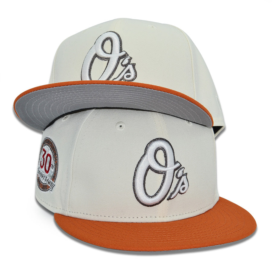 Baltimore Orioles "SHATTERED O'S" Exclusive New Era 59Fifty Fitted Hat - Chrome/Flight Orange