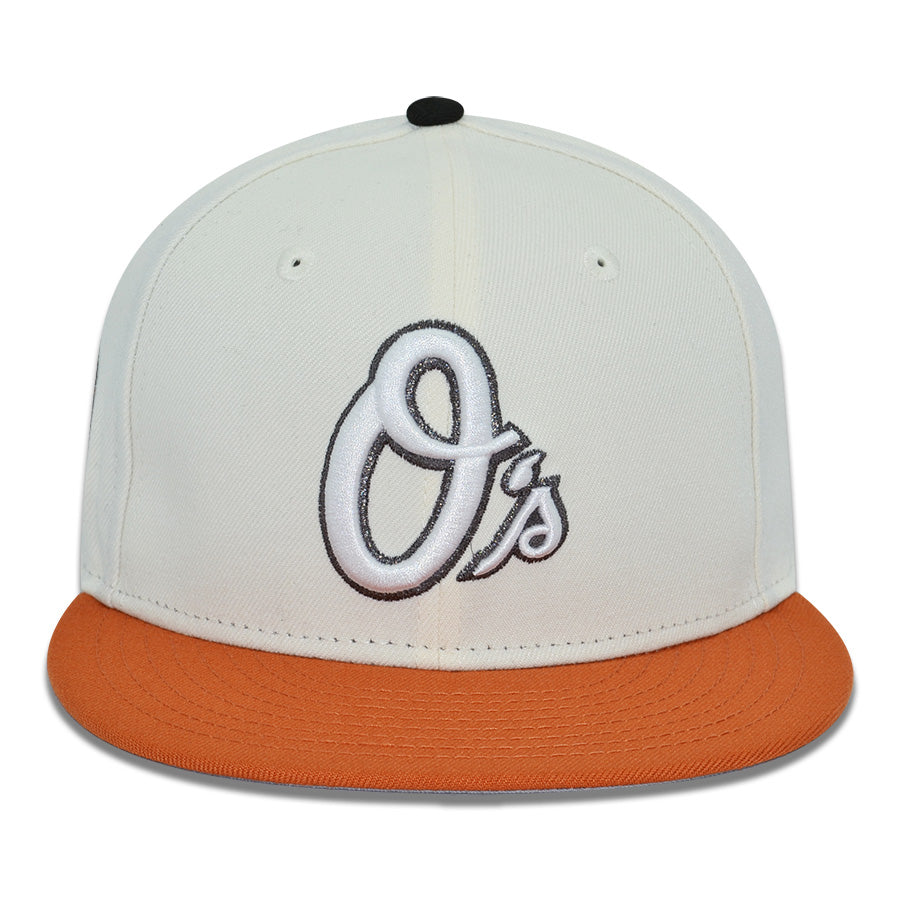 Baltimore Orioles "SHATTERED O'S" Exclusive New Era 59Fifty Fitted Hat - Chrome/Flight Orange