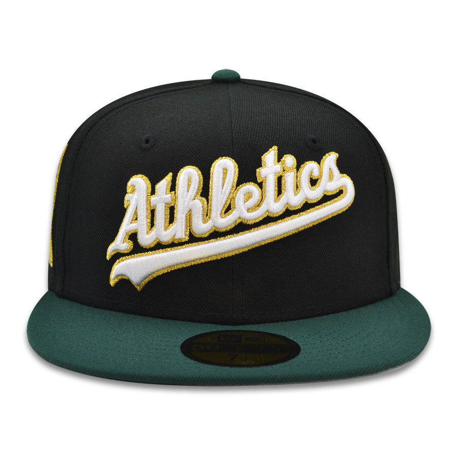 Oakland Athletics RICKY HENDERSON FIELD Exclusive New Era 59Fifty Fitted Hat - Black/Green