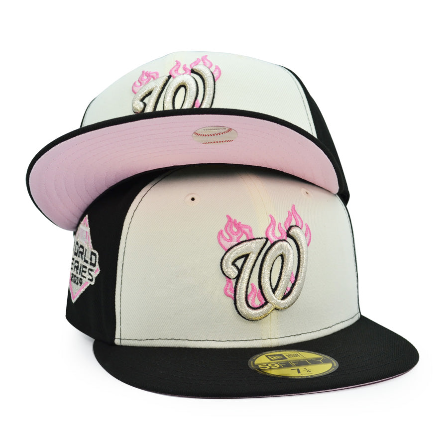 Washington Nationals 2019 WORLD SERIES Exclusive New Era 59Fifty Fitted Hat - Chrome/Black/Pink