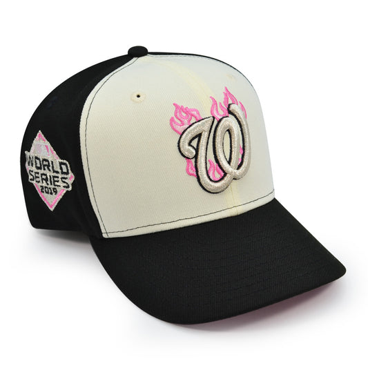 Washington Nationals 2019 WORLD SERIES Exclusive New Era 59Fifty Fitted Hat - Chrome/Black/Pink