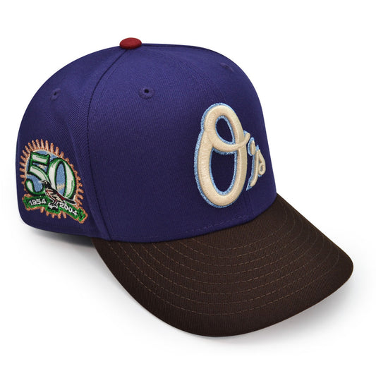 Baltimore Orioles 50th Anniversary New Era 59Fifty Fitted Hat - Purple/Burntwood/Green UV