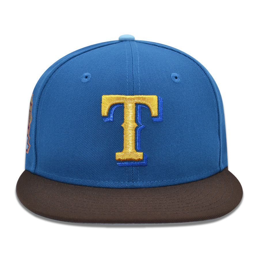 Texas Rangers "TERABITHIA" Exclusive New Era 59Fifty Fitted Hat - Seashore Blue/Walnut