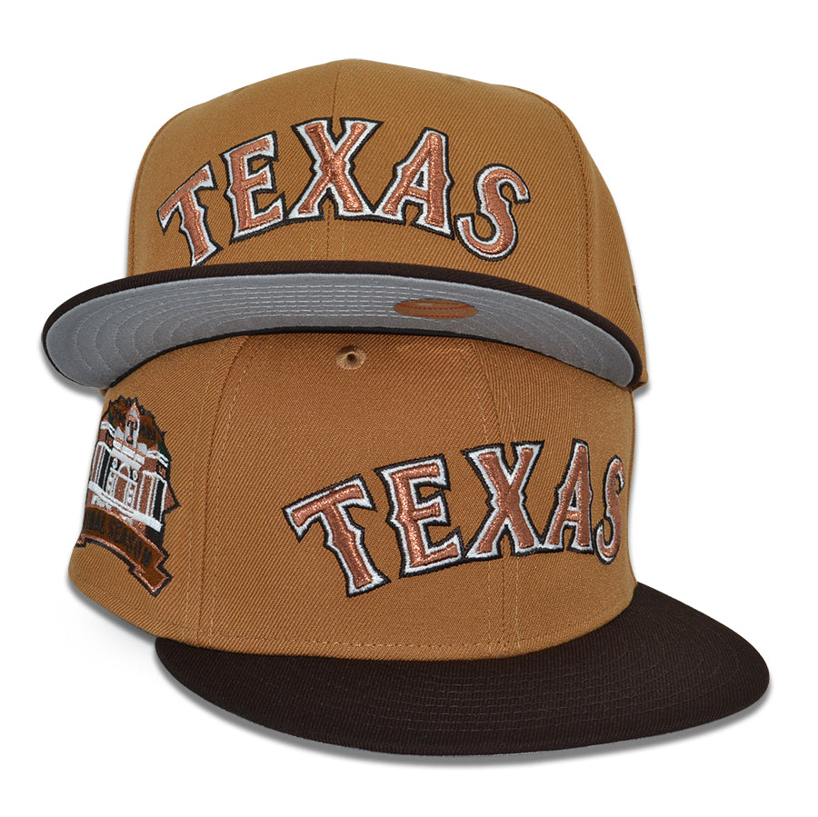 Texas Rangers "BIGGER IN TEXAS" Exclusive New Era 59Fifty Fitted Hat - Bronze/Burntwood