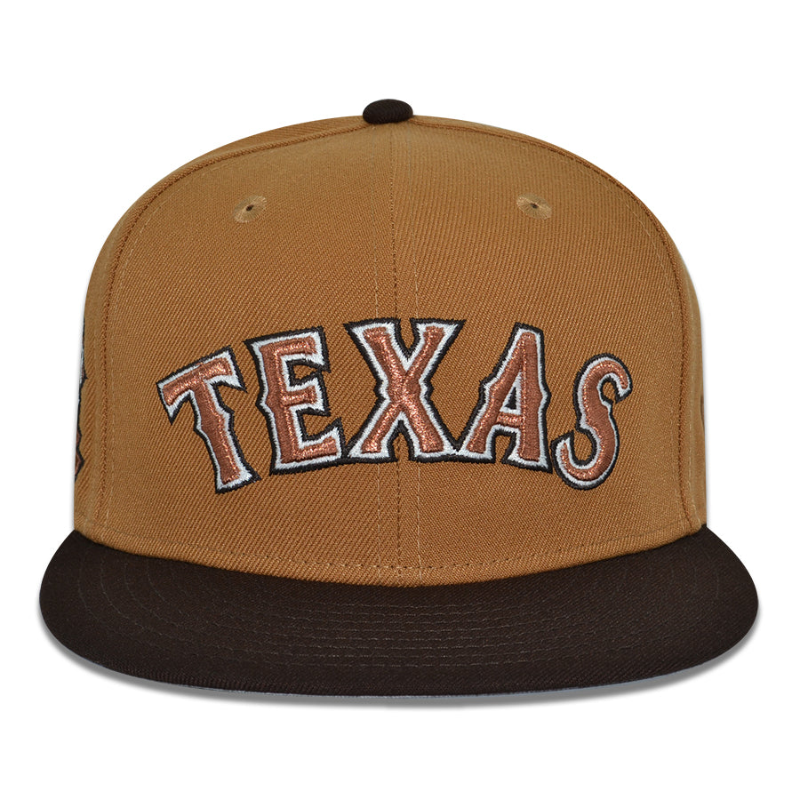 Texas Rangers "BIGGER IN TEXAS" Exclusive New Era 59Fifty Fitted Hat - Bronze/Burntwood
