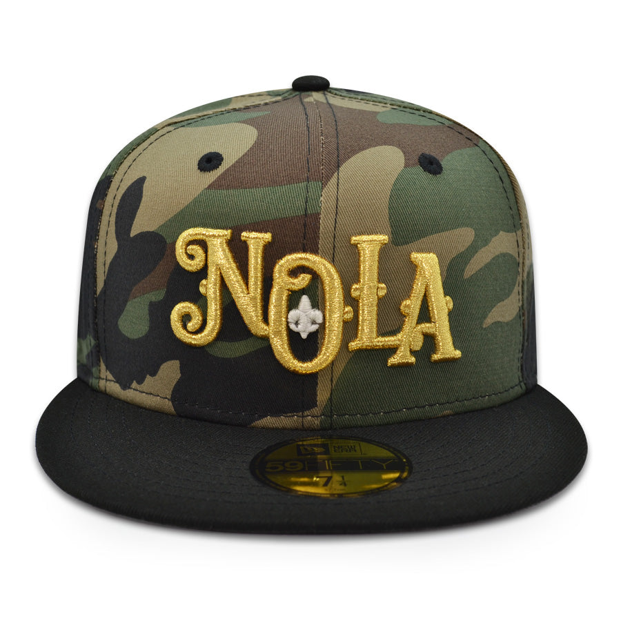 New Orleans Baby Cakes "GUERRILLA WARFARE" Exclusive New Era 59Fifty Fitted Hat - Woodland Camo/Black