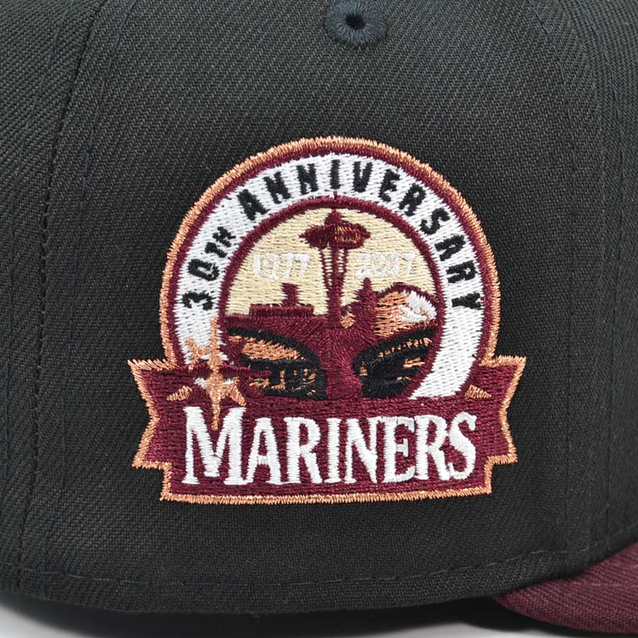 Seattle Mariners 30th ANNIVERSARY Exclusive New Era 59Fifty Fitted Hat - Black/Maroon