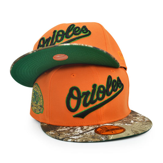 Baltimore Orioles 30th ANNIVERSARY Exclusive New Era 59Fifty Fitted Hat - Orange/Real Tree Camo