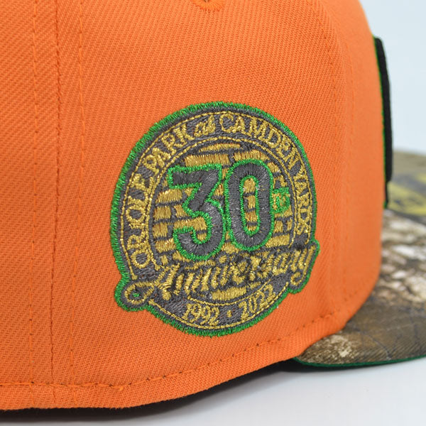 Baltimore Orioles 30th ANNIVERSARY Exclusive New Era 59Fifty Fitted Hat - Orange/Real Tree Camo
