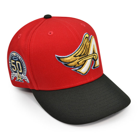 Anaheim Angels 50th ANNIVERSARY Exclusive New Era 59Fifty Fitted Hat - Red/Black