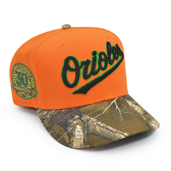 Baltimore Orioles 30th ANNIVERSARY Exclusive New Era 59Fifty Fitted Hat - Orange/Real Tree Camo