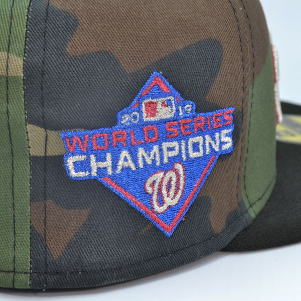 Washington Nationals 2019 WORLD SERIES CHAMPIONS Exclusive New Era 59Fifty Fitted Hat - Woodland Camo/Black