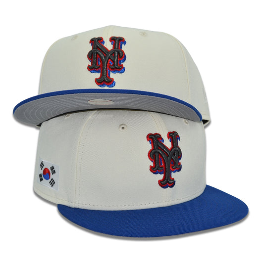 New York Mets "QUEENS SEOUL" Exclusive New Era 59Fifty Fitted Hat - Chrome/Royal