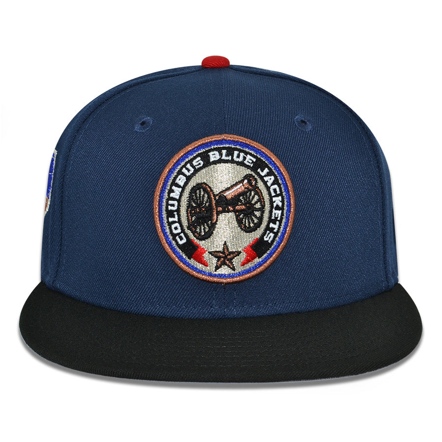 Columbus Blue Jackets "CANNON BALL" Exclusive New Era 59Fifty Fitted Hat - Ocean Side/Black