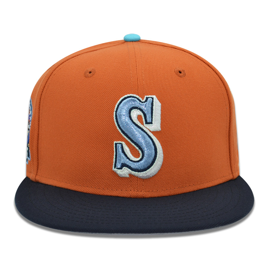 Seattle Mariners "SSB GOKU" Exclusive New Era 59Fifty Fitted Hat - Flight Orange/Navy