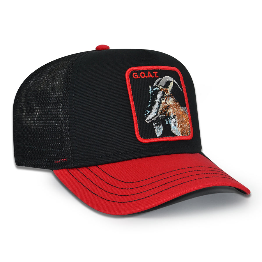 THE UNDISPUTED GOAT Goorin Bros Mesh Trucker Snapback Hat -Black/Red