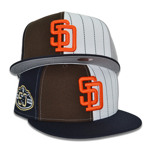 San Diego Padres "WHAT THE PADRES" Exclusive New Era 59Fifty Fitted Hat - Walnut/Navy Pinstripe/Cyber/Gray/Digital Camo