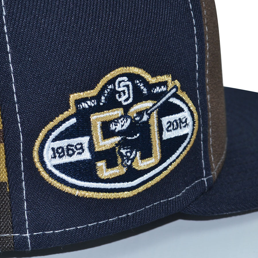 San Diego Padres "WHAT THE PADRES" Exclusive New Era 59Fifty Fitted Hat - Walnut/Navy Pinstripe/Cyber/Gray/Digital Camo