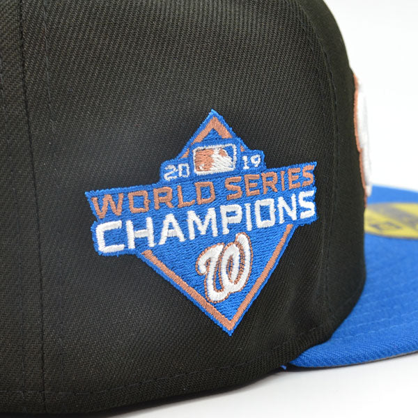 Washington Nationals Script 2019 WORLD SERIES CHAMPIONS Exclusive New Era 59Fifty Fitted Hat - Black/Blue