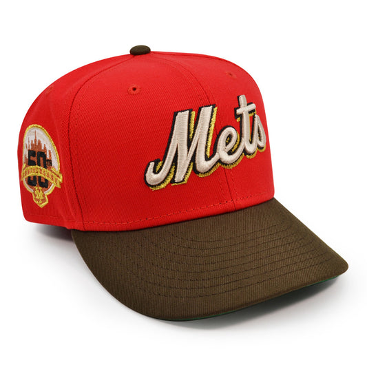 New York Mets 50th ANNIVERSARY Exclusive New Era 59Fifty Fitted Hat - FDR/Walnut