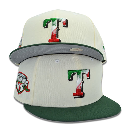 Texas Rangers "TRIUNFO" Exclusive New Era 59Fifty Fitted Hat - Chrome/Cilantro